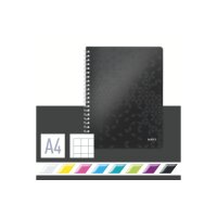 LEITZ Collegeblock WOW PP A4 4638-00-95 noir quadrillé