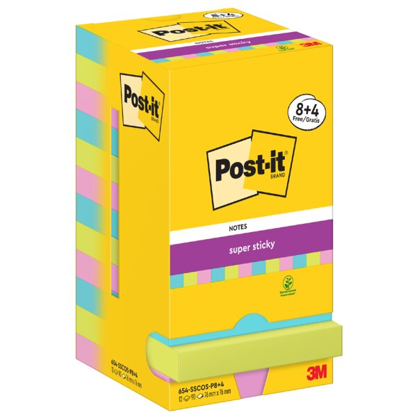 Post-it Haftnotizen super sticky notes, 76 x 76 mm, 21+3
