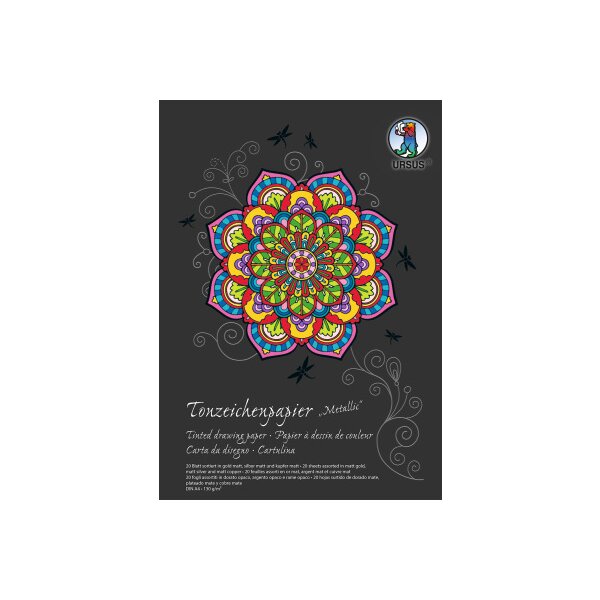 URSUS Tonzeichenpapier-Block A4 2134698SE 130g, metallic ass. 20 Blatt