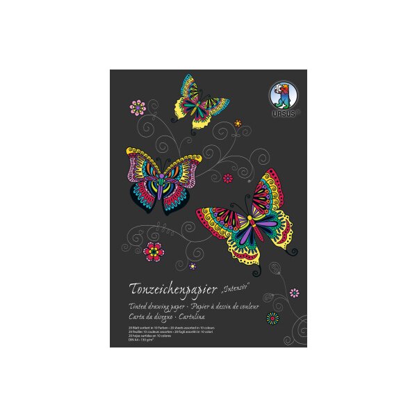 URSUS Papier à dessin coul. bloc A4 2134699SE 130g, intensiv 20 flls.