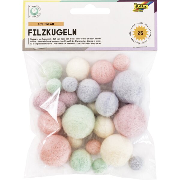 folia Boules en feutre HOLI FESTIVAL, laine mérinos