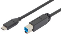 DIGITUS USB 3.0 Anschlusskabel, USB-C - USB-B Stecker, 1,8 m