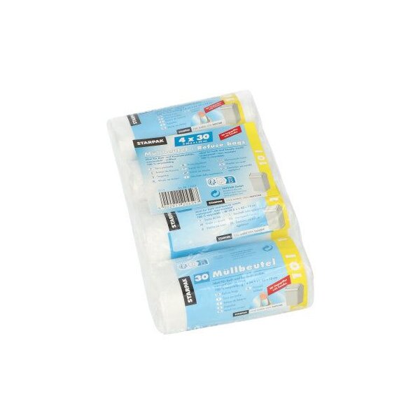 STARPAK Sac poubelle HDPE, 10 litres, transparent