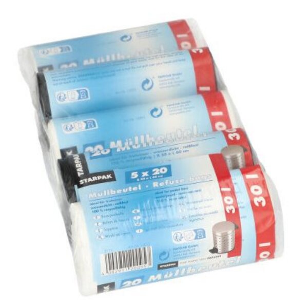 STARPAK Sac poubelle HDPE, 10 litres, transparent