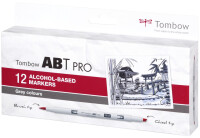 Tombow Marqueur ABT PRO, kit de 12, Grey Colors