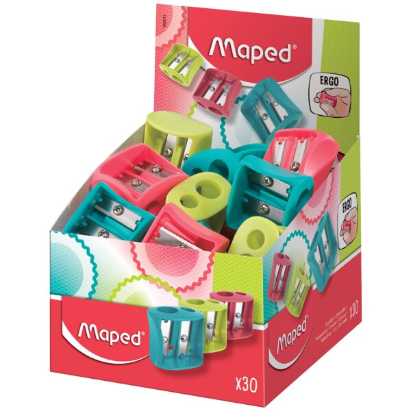 Maped Taille-crayon double Vivo, plastique, pr&eacute;sentoir de 30