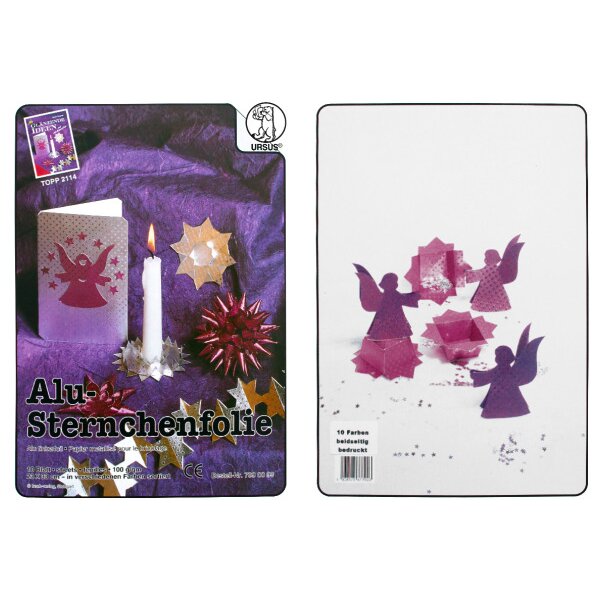 URSUS Bastelfolie Alu 23x33cm 7990099 90g, farbig ass. 10 Blatt