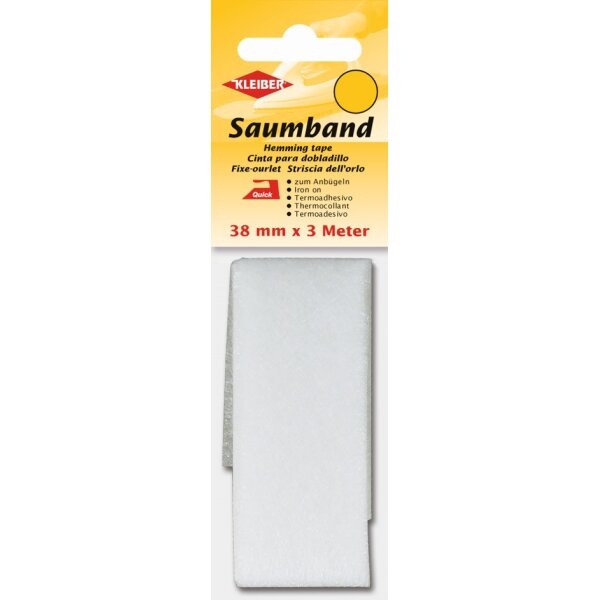 KLEIBER Ourlet thermocollant, 38 mm x 3 m, blanc