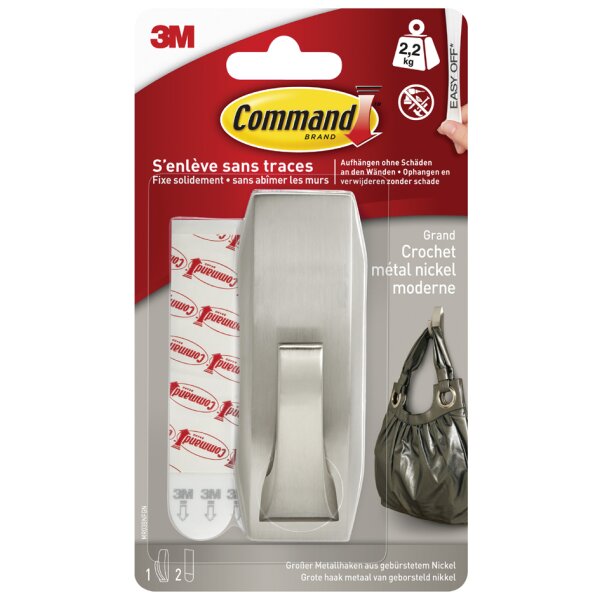 3M Command Metall-Haken "Modern", Grösse: L, silber