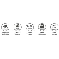 DIGITUS Adaptateur DisplayPort 1.2, mDP - HDMI-I, 0,2 m