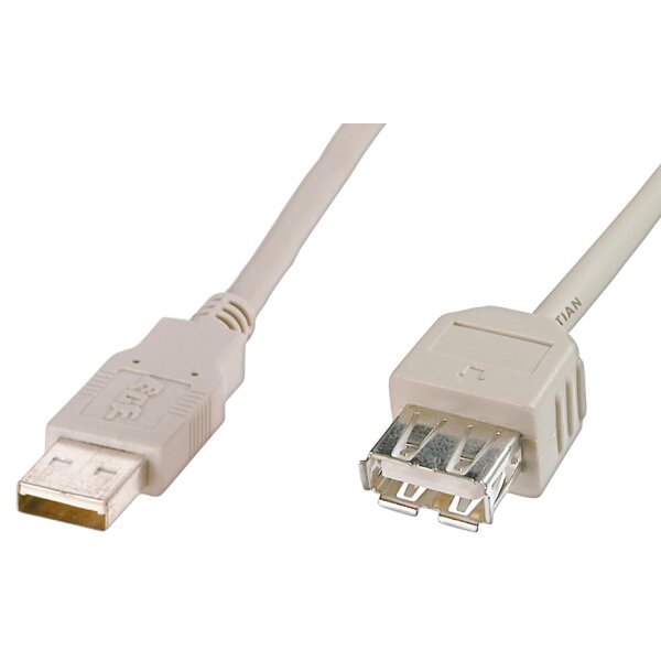 DIGITUS USB 2.0 Verl&auml;ngerungskabel, beige, 1,8 m