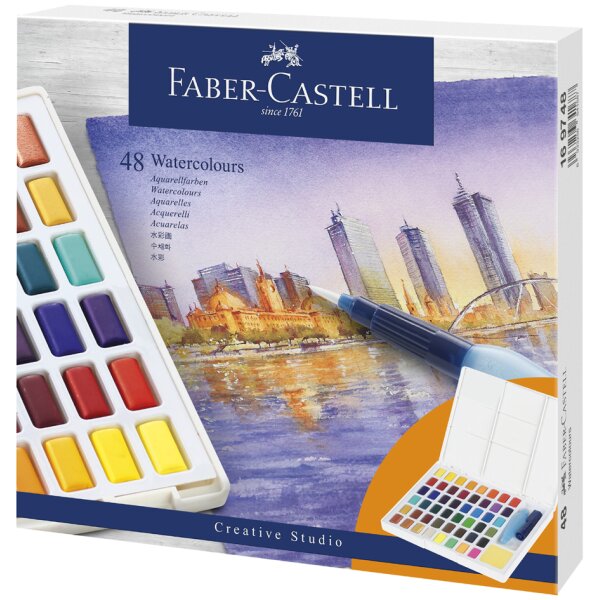 FABER-CASTELL Aquarellfarbe in Näpfchen, 24er Etui
