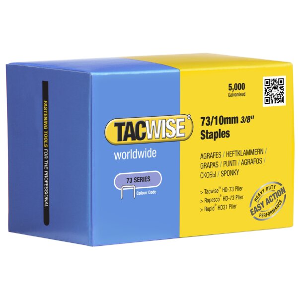 TACWISE Agrafes 73/8 mm, acier inoxydable, 5.000 pièces
