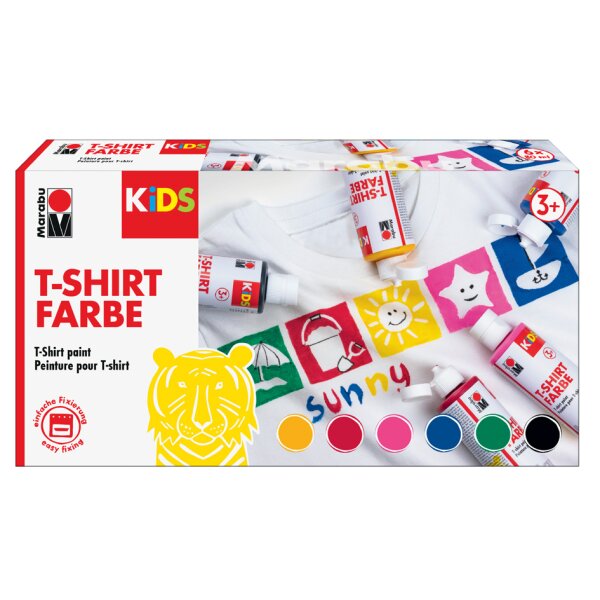 Marabu KiDS Textilfarbe "T-Shirt Farbe", 6er-Set, 6 x 80 ml