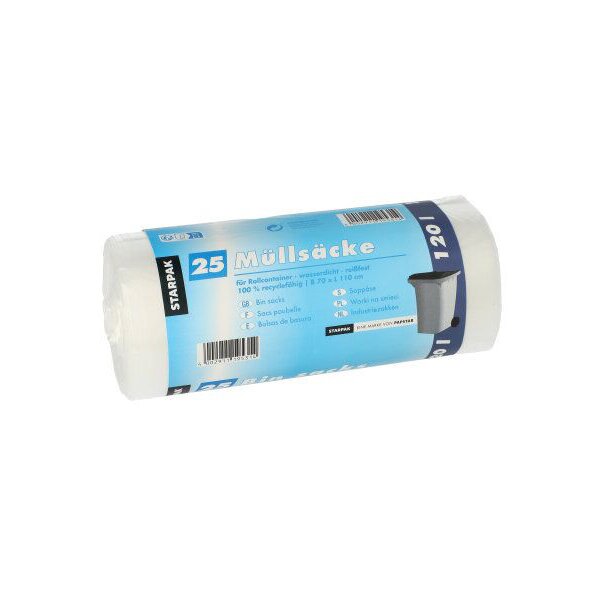 STARPAK Sac poubelle HDPE, 120 litres, bleu