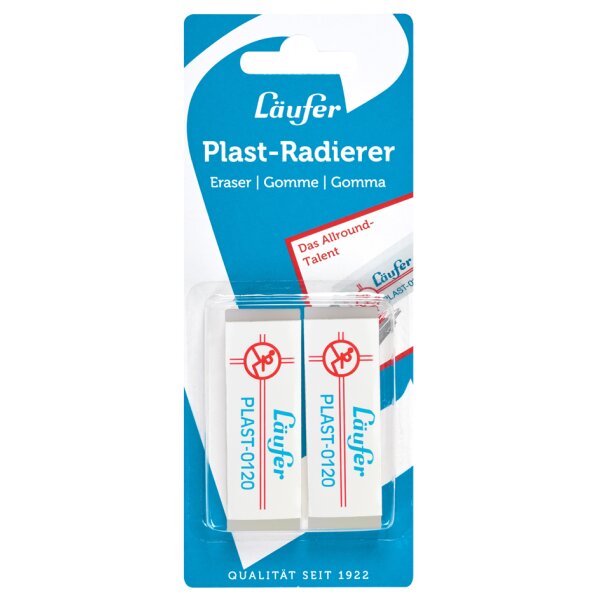 Läufer Kunststoff-Radierer PLAST-0120, 2er Blisterkarte