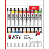 Marabu Kit de peinture acrylique, 18 x 12 ml, assorti