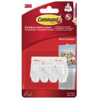 3M Command Mini-crochet, plastique, taille: S, blanc