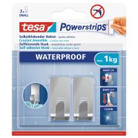 tesa Powerstrips Haken ZOOM WATERPROOF Small, Metall, silber