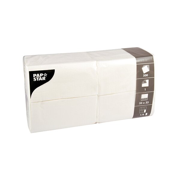 PAPSTAR Serviettes Bistro, 330 x 330 mm, 2 couches, blanc