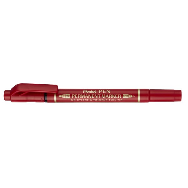 Pentel Marqueur permanent Pen, double pointe, rouge