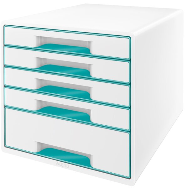 LEITZ Bloc de classement WOW CUBE, 5 tiroirs, blanc/vert