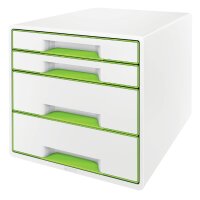 LEITZ Bloc de classement WOW CUBE, 4 tiroirs, blanc/vert