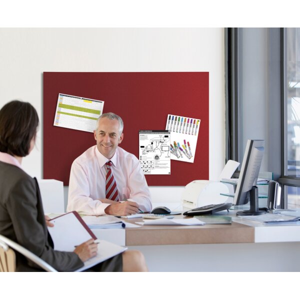 Bi-Office Filztafel, rahmenlos, 900 x 600 mm, burgunderrot