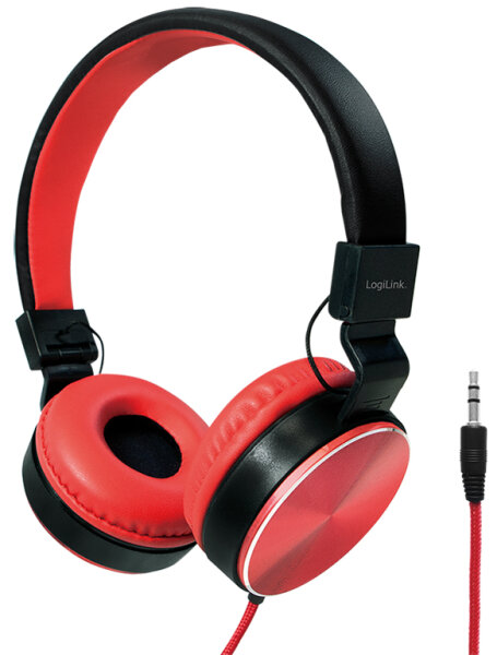 LogiLink Stereo Headset, faltbar, schwarz rot