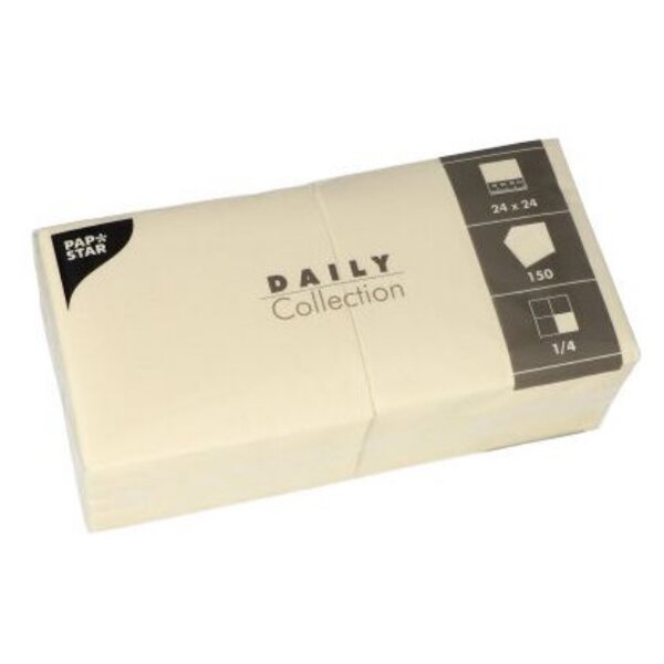 PAPSTAR Cocktail-Servietten, 240 x 240 mm, 3-lagig, creme