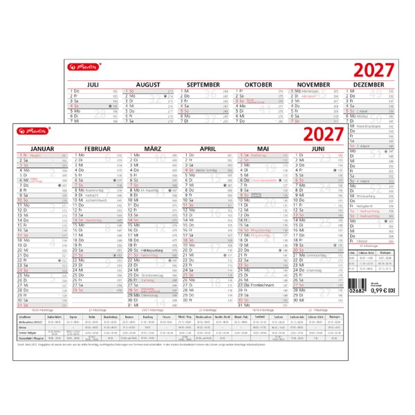 herlitz Tafelkalender 2027, DIN A5
