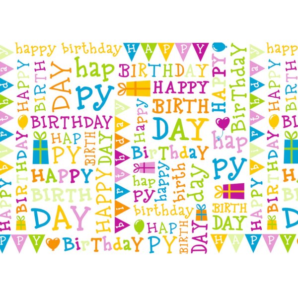 SUSY CARD Geschenkfolie "Birthday", 30 my, auf Rolle