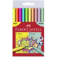FABER-CASTELL Feutres GRIP fluo + pastel, étui de 10
