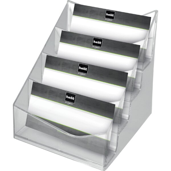 helit 4-fach Visitenkartenständer "the helpdesk" glasklar