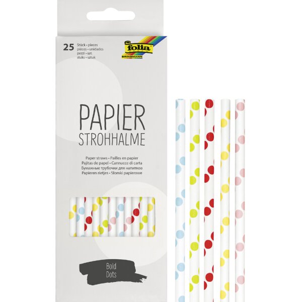 folia Papier-Trinkhalm "BOLD DOTS", L&auml;nge: 200 mm