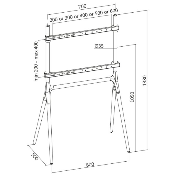 LogiLink Support pour t&eacute;l&eacute;viseur, 124,46 - 177,80 cm, noir