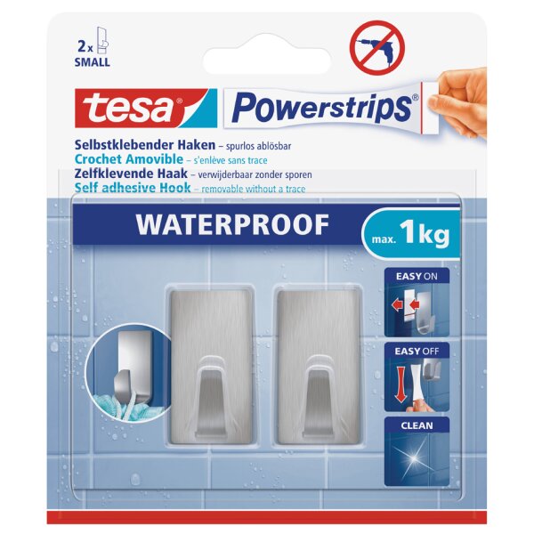 tesa Powerstrips Haken WATERPROOF Large Metall, rechteckig