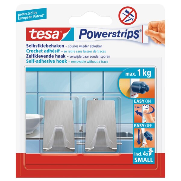 tesa Powerstrips Haken SMALL Metall, rechteckig