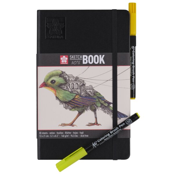 SAKURA Skizzenbuch Notizbuch, 210 x 297mm, schwarz cremeweiss