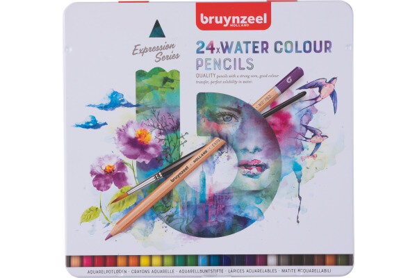 BRUYNZEEL Aquarellfarbstifte Expression 60313024 24 Farben Metalletui