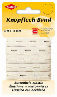 KLEIBER Knopflochband, 12 mm x 3 m, weiss