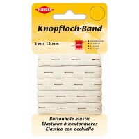 KLEIBER Knopflochband, 12 mm x 3 m, weiss