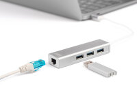 DIGITUS Hub USB 3.0 Super Speed, 3 ports + éthernet