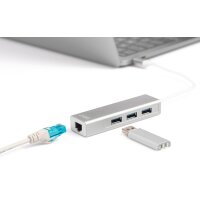 DIGITUS USB 3.0 Hub Super Speed, 3-Port + Ethernet