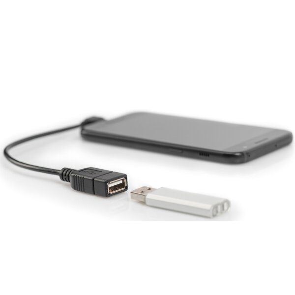 DIGITUS USB 2.0 Adapterkabel, Micro USB-B - USB-A, 0,15 m