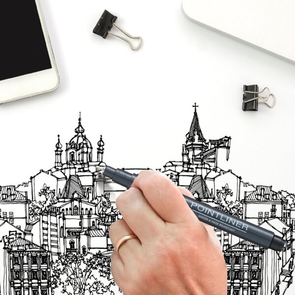 PentelArts Permanent Fineliner Pointliner, schwarz, 0,3 mm