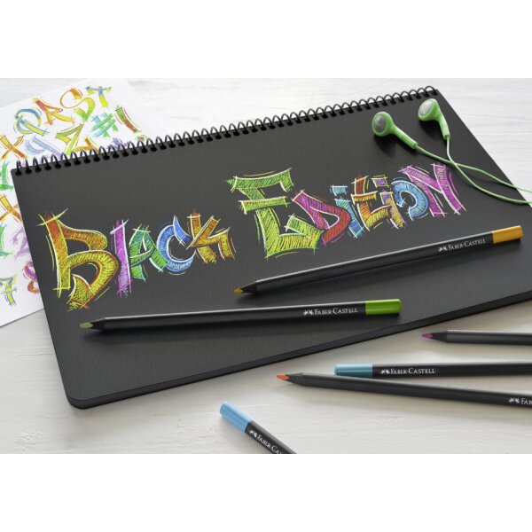 FABER-CASTELL Crayon de couleur Black Edition, &eacute;tui de 36