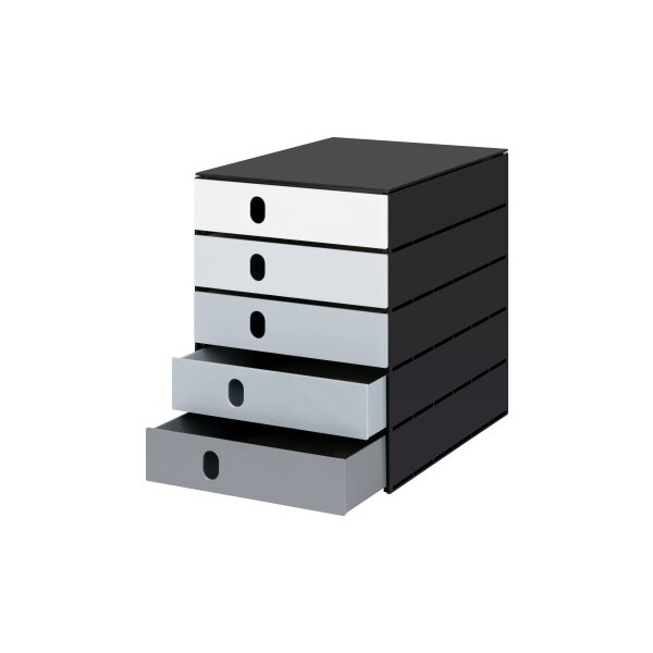 STYRO Systembox styroval 24x33x32cm 14-8000.98 grau/schwarz 5 Schubladen