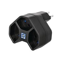 STEFFEN Prise multiple MANTA 14 97 1001 noir, rotatif, 3xT13