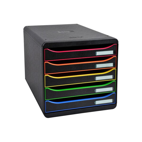 BIELLA Schubladenbox PLUS BIGBOX A4+ 30991402BIDU schwarz/Harlekin, 5 Schubl.